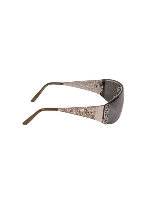 Lulu Guinness Vintage Crystal BBL004 Sunglasses Silver Innovative Shield Shades main image 6